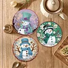 8pcs Cartoon DIY Diamond Painting Holz Untersetzer Kits mit Halter (Schneemann)