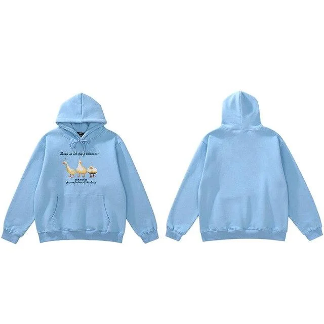 Hip Hop Hoodie Streetwear Sweatshirt 2021 Men Duck Letter Print Pullover Harajuku Cotton Casual Hooded Hoodie Autumn Sweat Shirt
