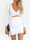 Solid Color Long Sleeves Sexy Mini Dress