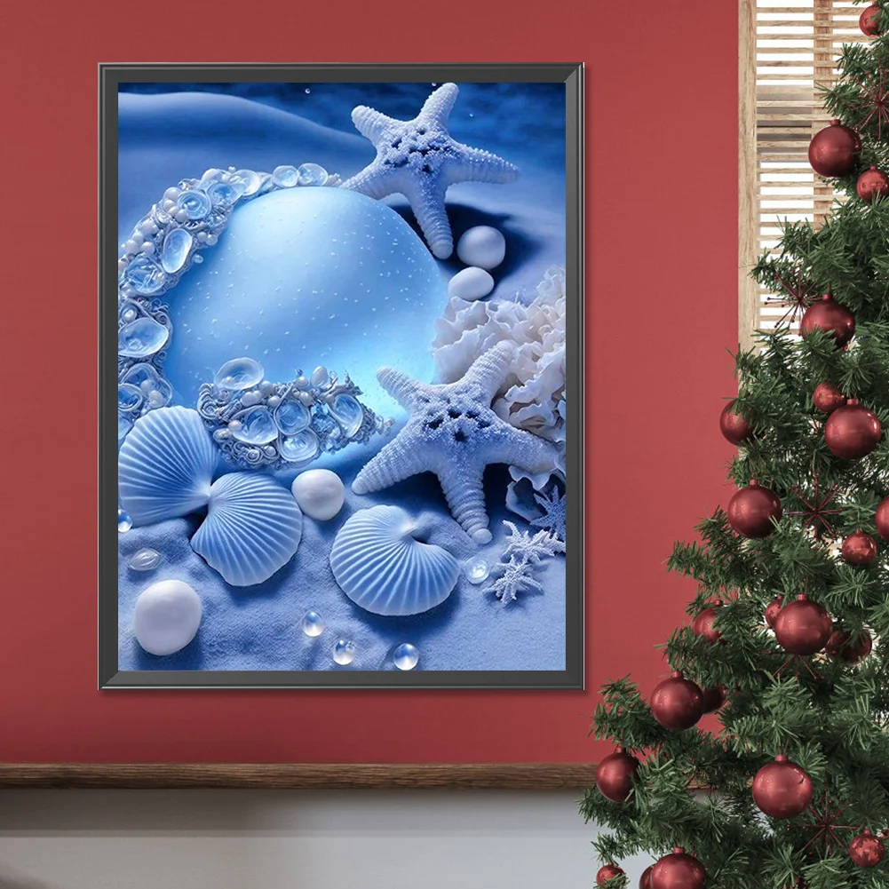 Diamond Painting - Full Round Drill - Coastal Blue Shell(Canvas|30*40cm)