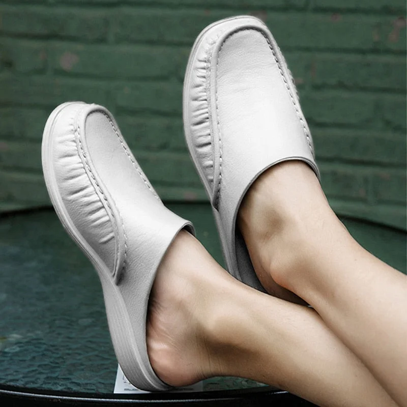 Men Loafers Slip On Casual Walking Shoes Designer Men Half Slippers Comfortable Soft Slippers Size 40-47