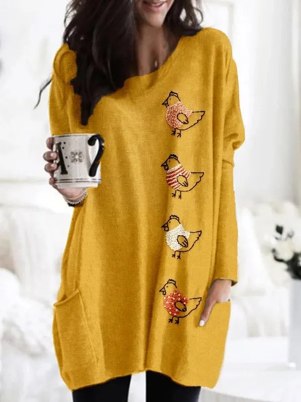 Women's Grandma's Chickens Print Dress