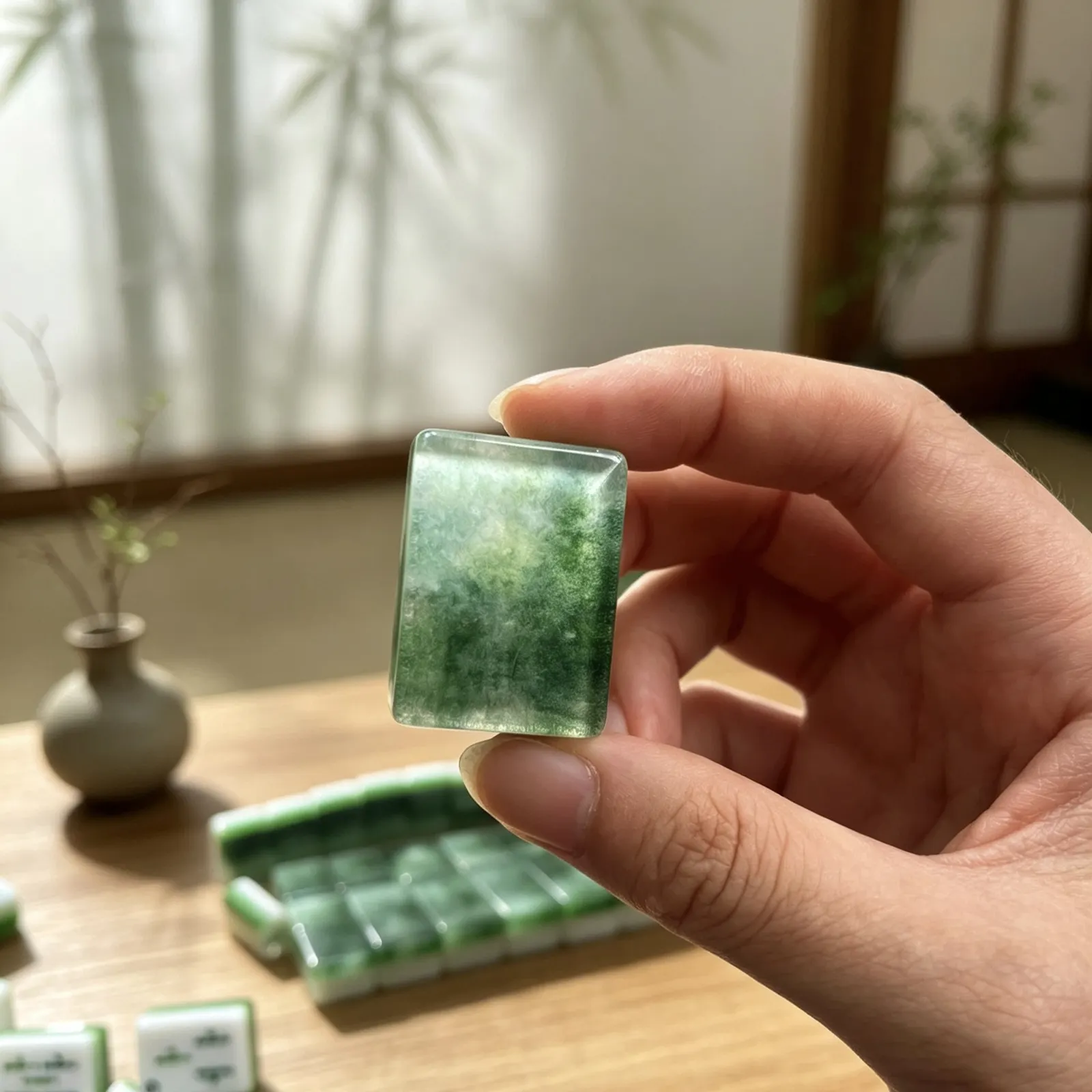 Emerald Mist patterned tile backs