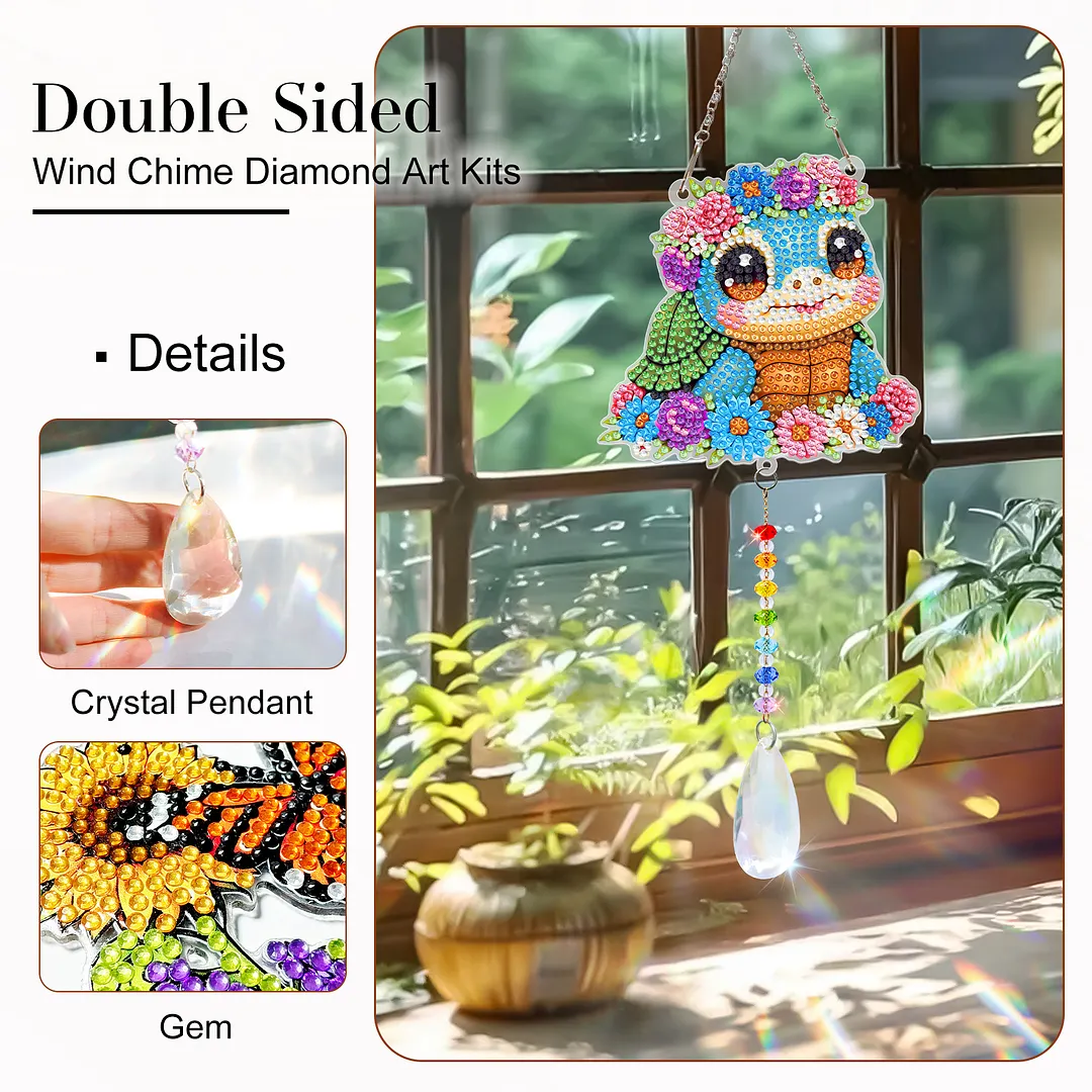 2Pcs Turtle DIY Double-Sided Diamond Painting Hanging Kits Diamond Painting Suncatcher Craft Kit for Home Garden Wall Decor Gift