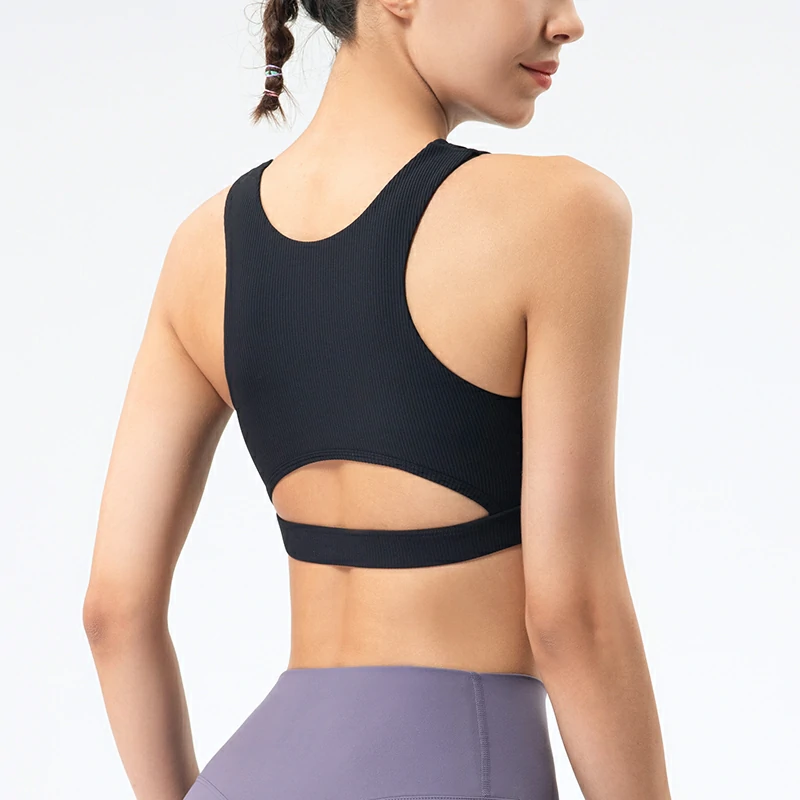 Hergymclothing sports bra with cross front black