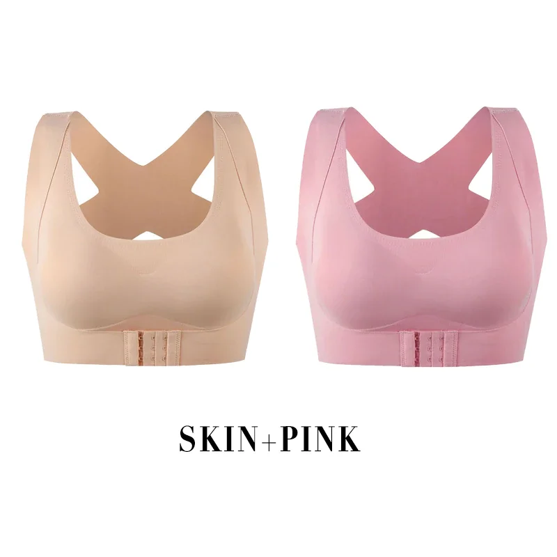 Billionm Front Closure Posture Corrector Bra Push Up Underwear Women Shockproof Back Support Active Bras Corset Bralette Top