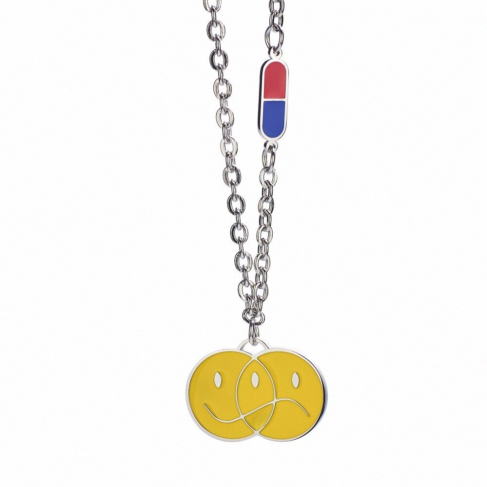 Necklaces Ins Fashion Smile Capsule Design Hip-hop Dance Titanium Steel Chain Daily Casual Street Style Metal Chain