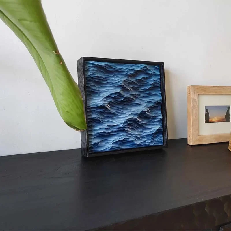 Handmade Blue Waves Decorative Painting 