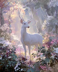 White Deer Light - Diamond Painting