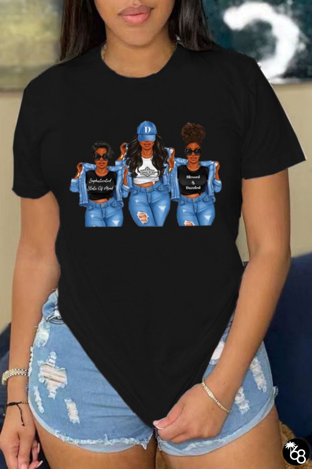 Black Casual Print Basic O Neck T-Shirts | 168DEAL