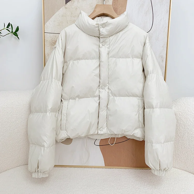 Toloer South Korea East Gate Down Jacket Female New Standing Collar Short Korean Version Of White Duck Down Ins Bread Clothing Small Coat-Outfit Ideas