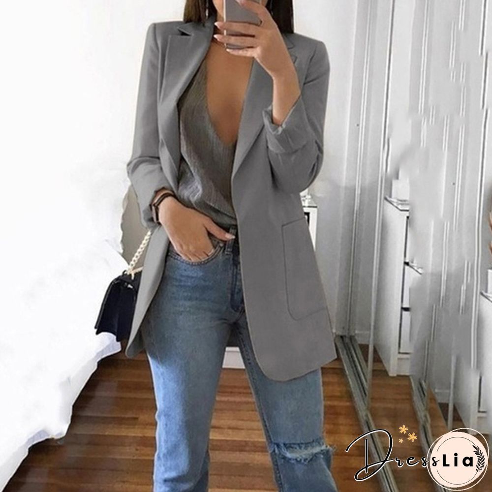 Fashion Women's Blazer Casual Jacket Coat Business Suit Long Spring Tops