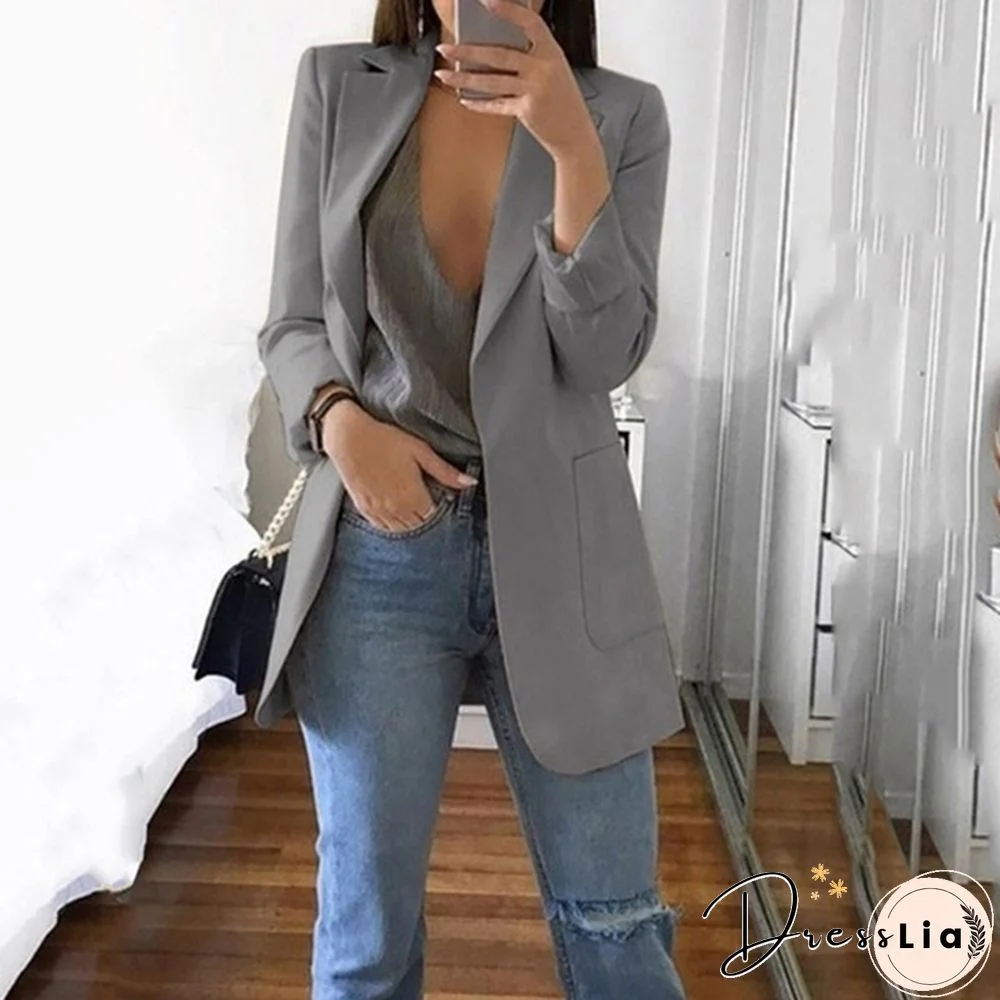 Fashion Women's Blazer Casual Jacket Coat Business Suit Long Spring Tops