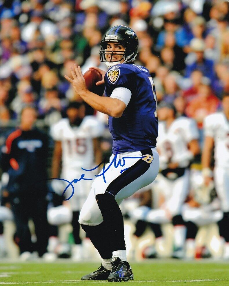 JOE FLACCO SIGNED AUTOGRAPH 8X10 Photo Poster painting BALTIMORE RAVENS