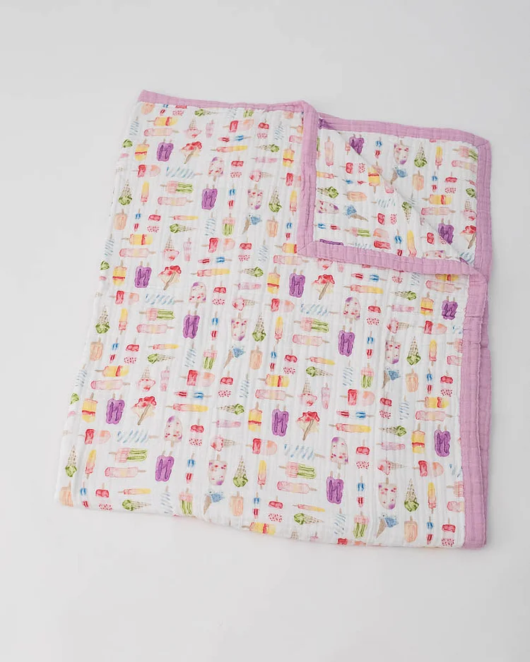 Cotton Muslin Quilted Throw - Brain Freeze