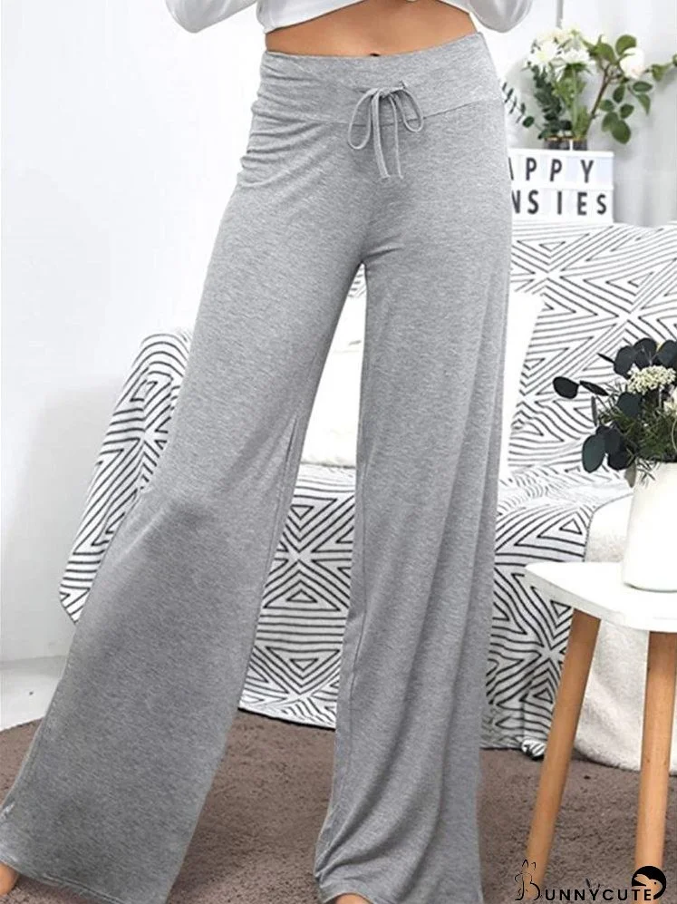 Loose Wide Leg High Waist Elastic Band Casual Pants for Women