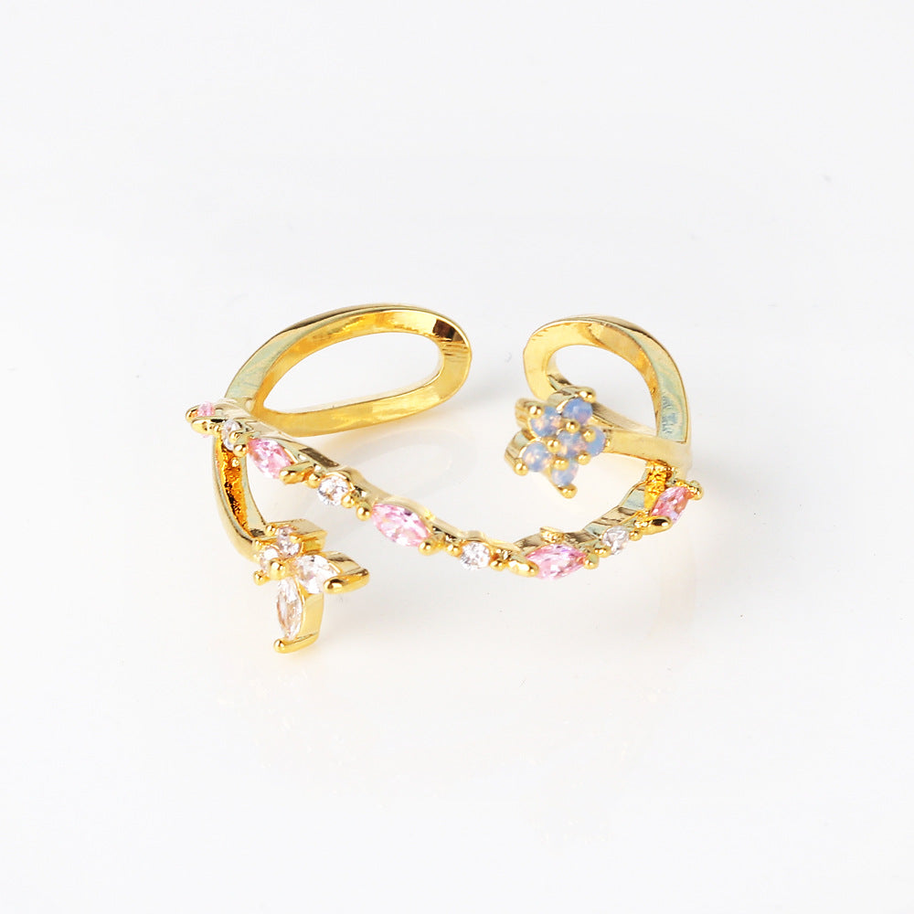 IG Style Women Freesia Flower Copper Electroplating Rings