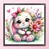 Rabbit and Flowers Full Stamped Cross Stitch Kit 18CT 2-Strand 25x25cm