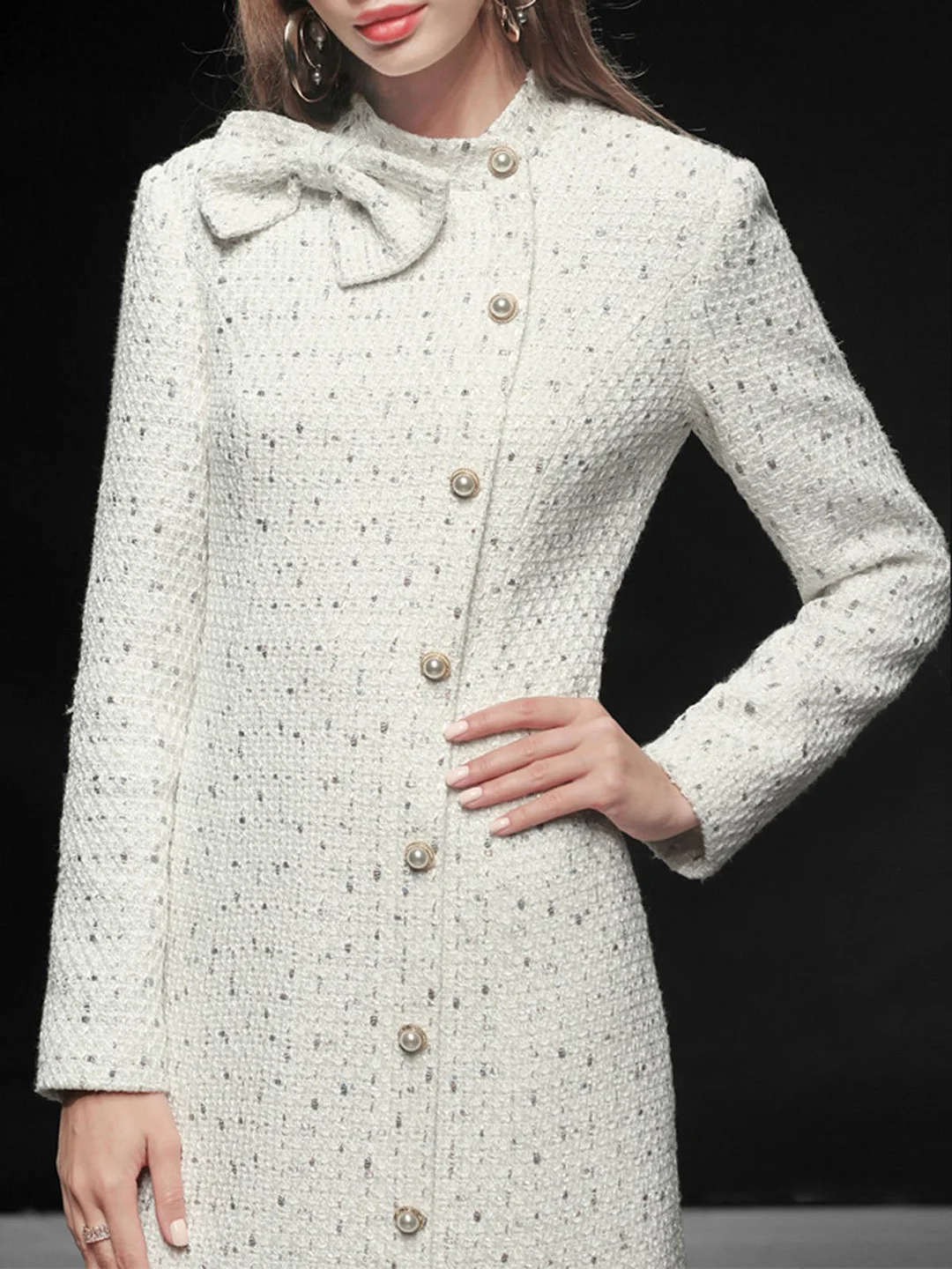 Sheath Date Bow Solid Elegant Midi Dress