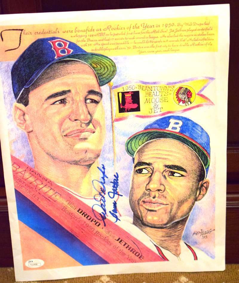 Walt Dropo Sam Jethroe Jsa Coa Autographed 11x16 Haag Litho Hand Signed