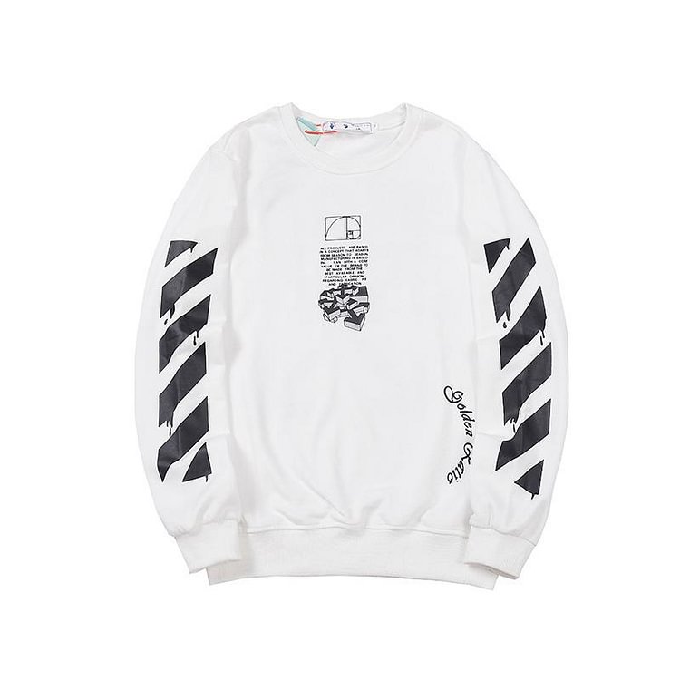 Off White Sweatshirts Long Sleeve round Neck Sweater Autumn and Winter Letter Arrow Pattern Terry Sweater for Men and Women