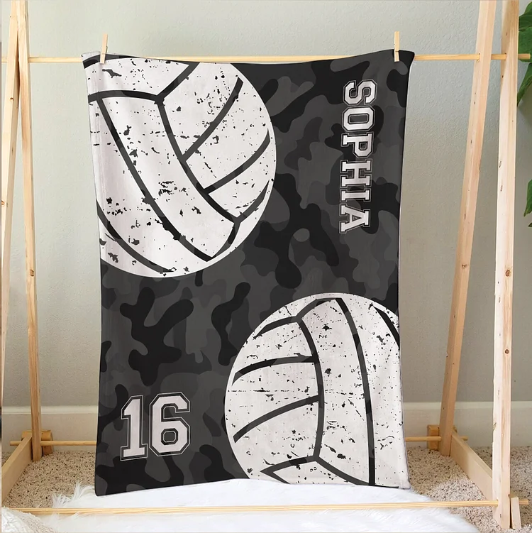 Personalized Volleyball Blanket, Ball Camo Soft Cozy Blankets | BKKid444