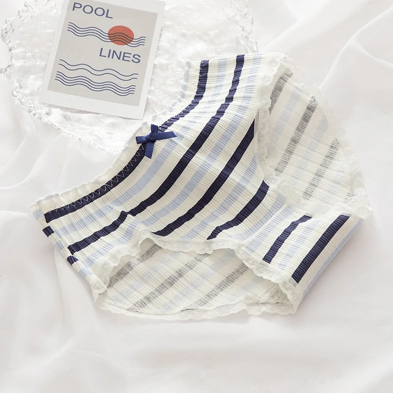 Cotton Women's Underwear Fashion Bow Comfort Panties Mid Waist Seamless Thread Underpants New Girl Love Briefs Female Lingerie