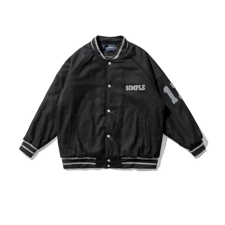 Letterman Jacket Outfit Senior Jackets Varsity Baseball Coat Men's Winter Men's Loose Casual Baseball Top