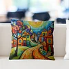 Colorful House-11CT Stamped Cross Stitch Pillowcase 45*45cm