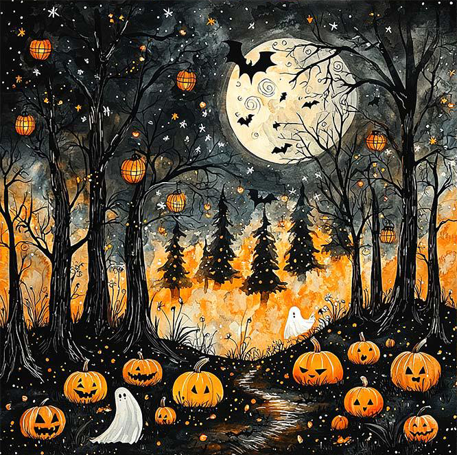 Halloween Forest (40*40CM)Diamond Painting gbfke