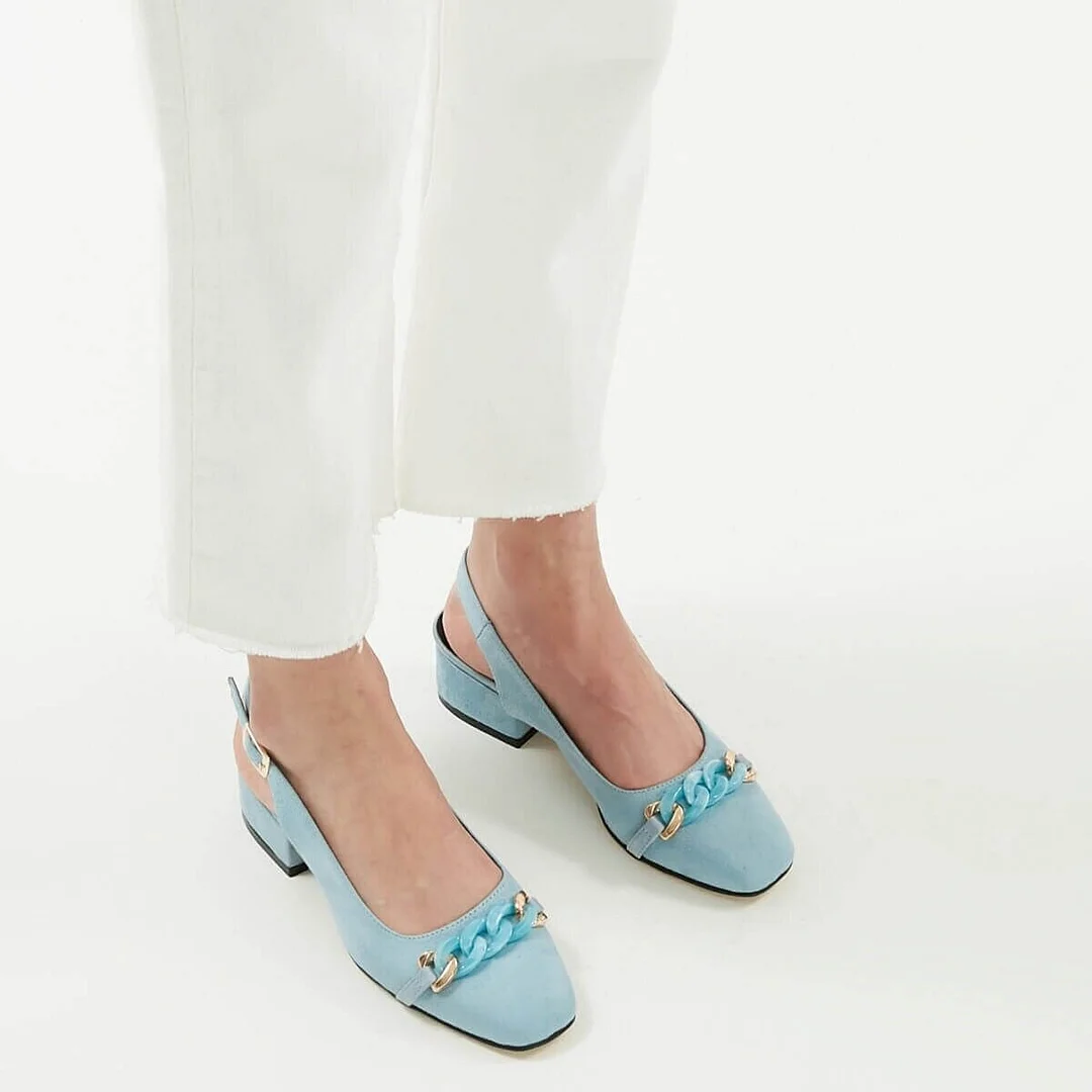 Mio Gusto Brand MONICA, Orange / Black / Blue/Powder, 3Cm Low Heel, fine Quality Women 's Shoes Pumps