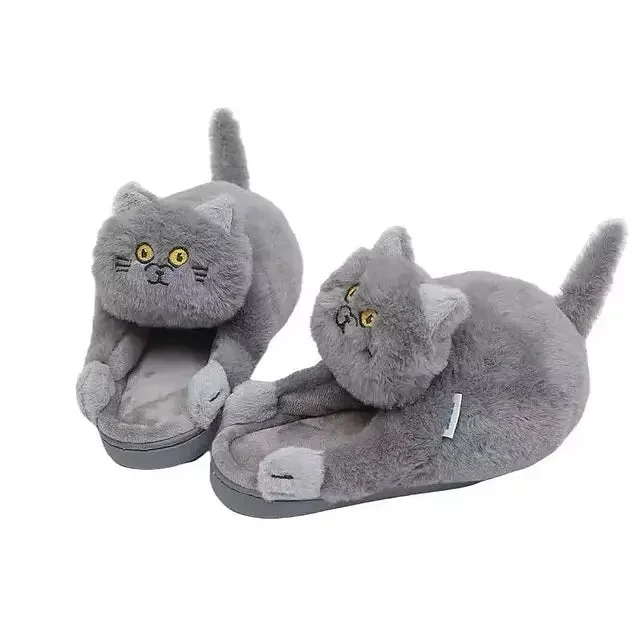 Unisex Home Slippers Indoor Warm Furry Anime Cats Slippers