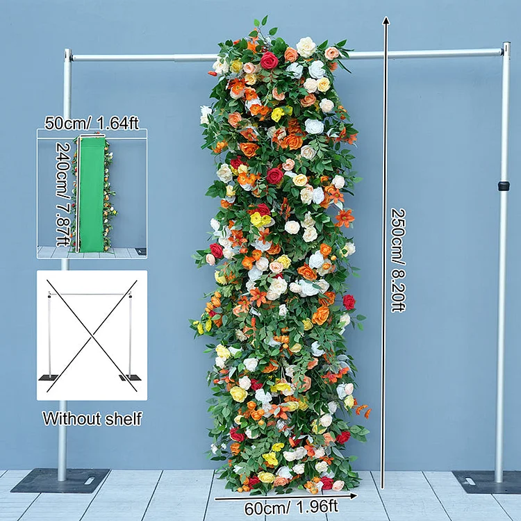 A8776 Colorful Rose Cloth Base Flower Row Decor Outdoor Wedding Backdrop Square Frame