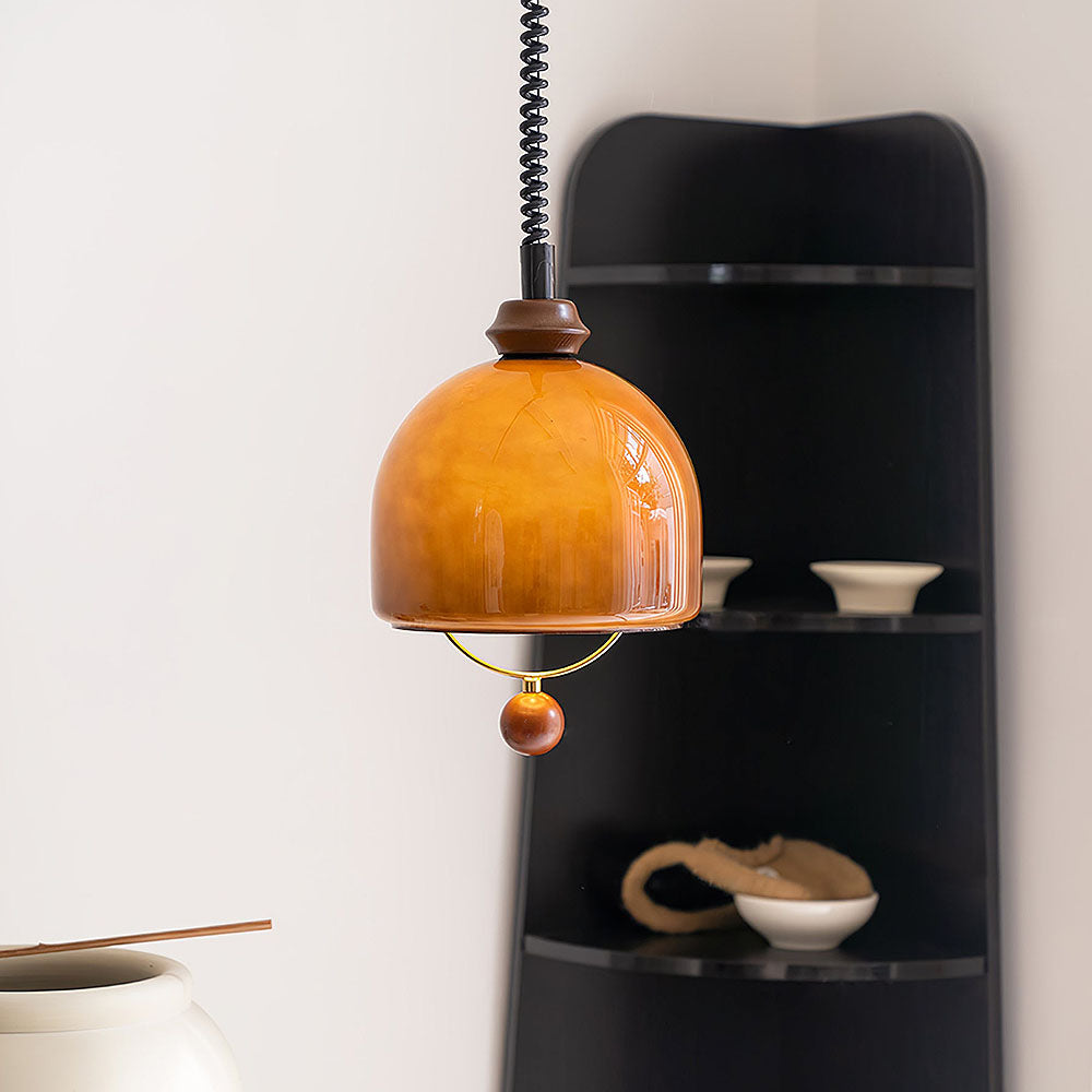 Vintage Amber Glass Lantern LED Pendant Light