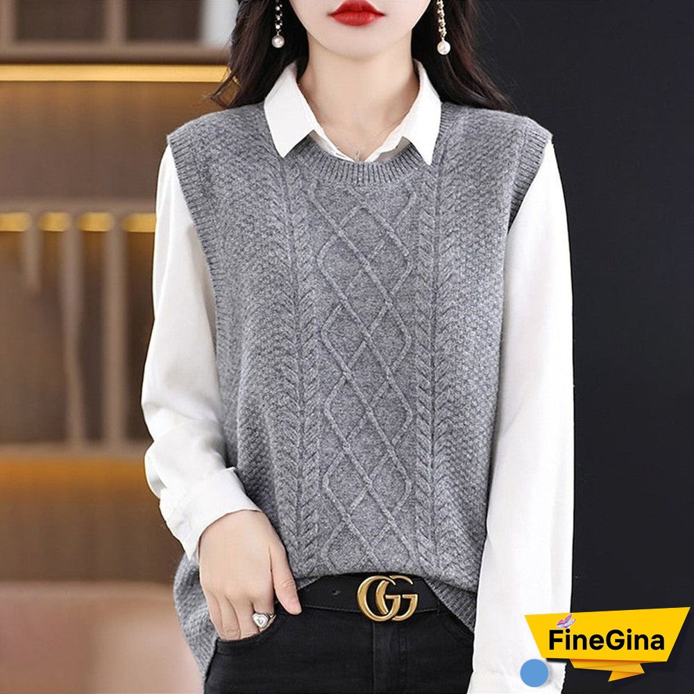 Grey Sleeveless Plain Sweater
