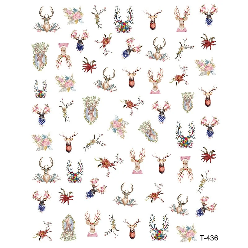 1Pcs Laser Ginkgo Leaf Self-adhesive Nail Sticker Lucky Four-leaf Clover Animal Cartoon Nail Art Sticker Decal Nail Charm Design