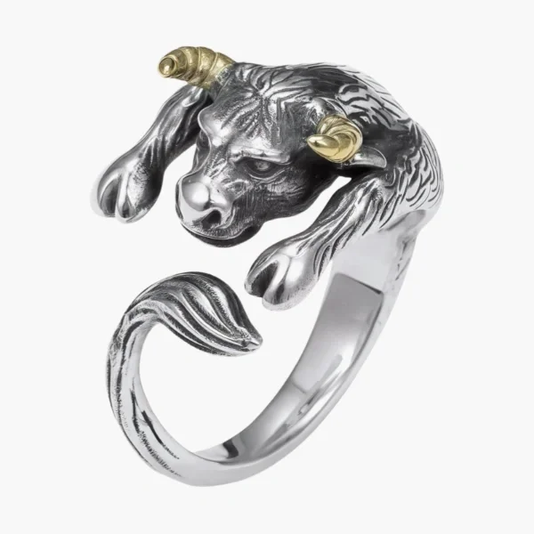 Sterling Silver Golden Bull Ring