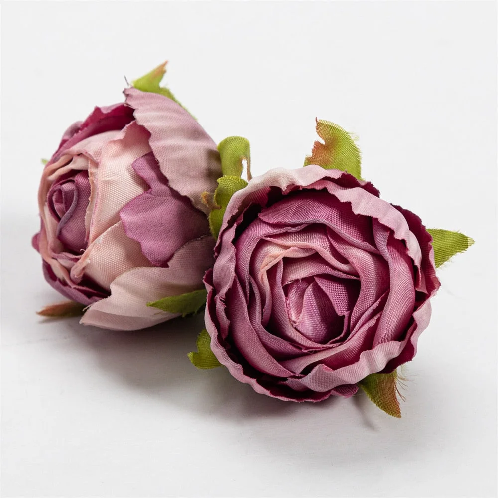 Nanairo 10pcs 3.5cm Artificial Silk Rose Flower Head Home Wedding Party Decora Christmas Craft Accessories Fake Flowers