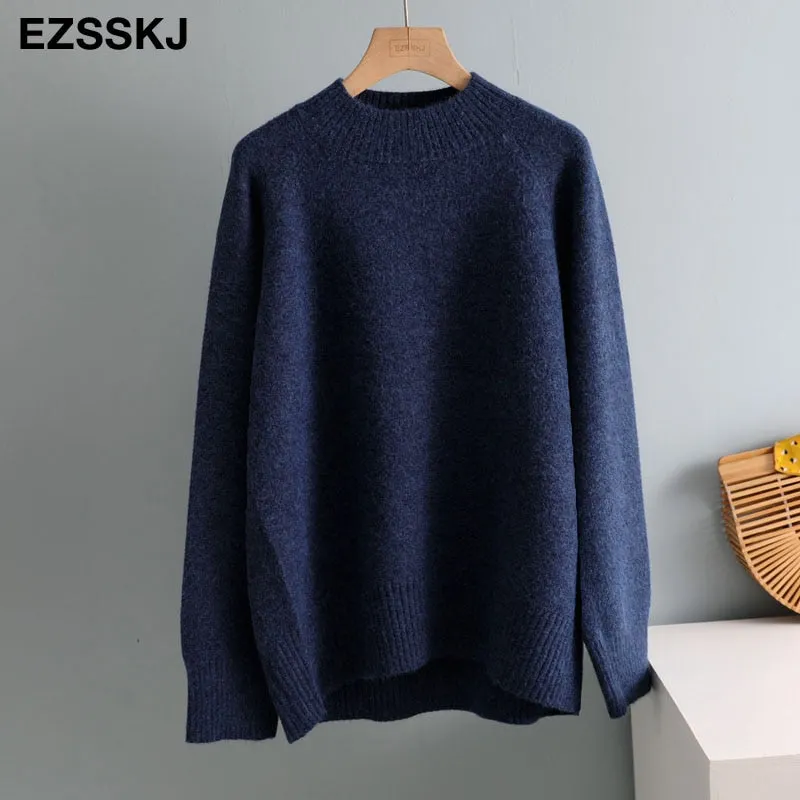 casual thick big Autumn Winter o-neck oversize Sweater Pullover Women warm chic female loose cashmere Basic wool Sweaters pull