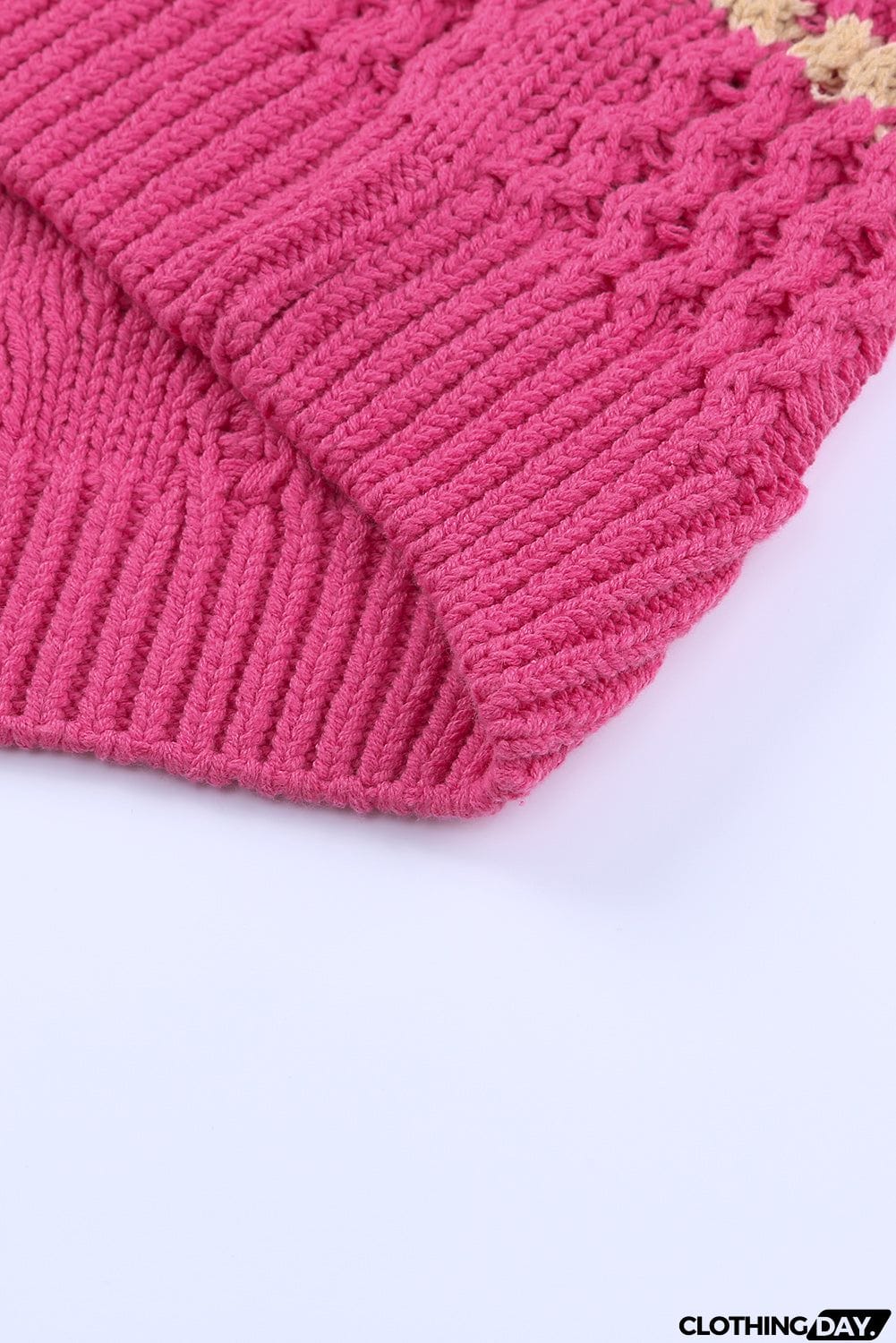 Striped Color Block Textured Knit Pullover Sweater