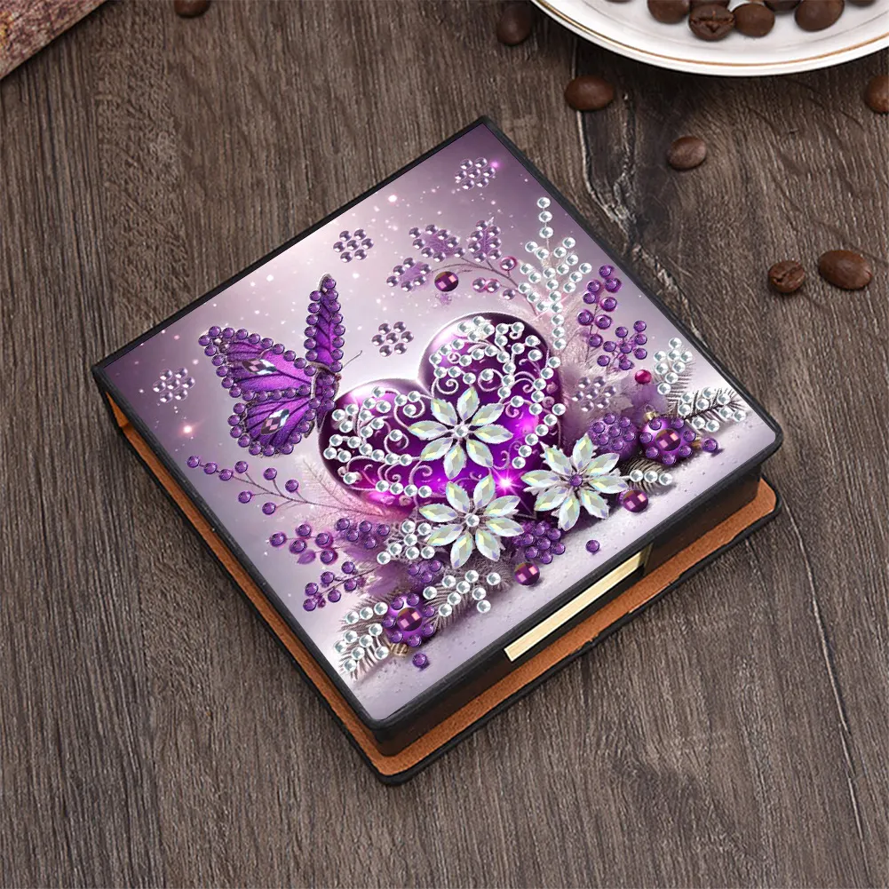 PU 5D Diamond Painting Kit Note Box DIY Diamond Art Notepad Box (Butterfly)