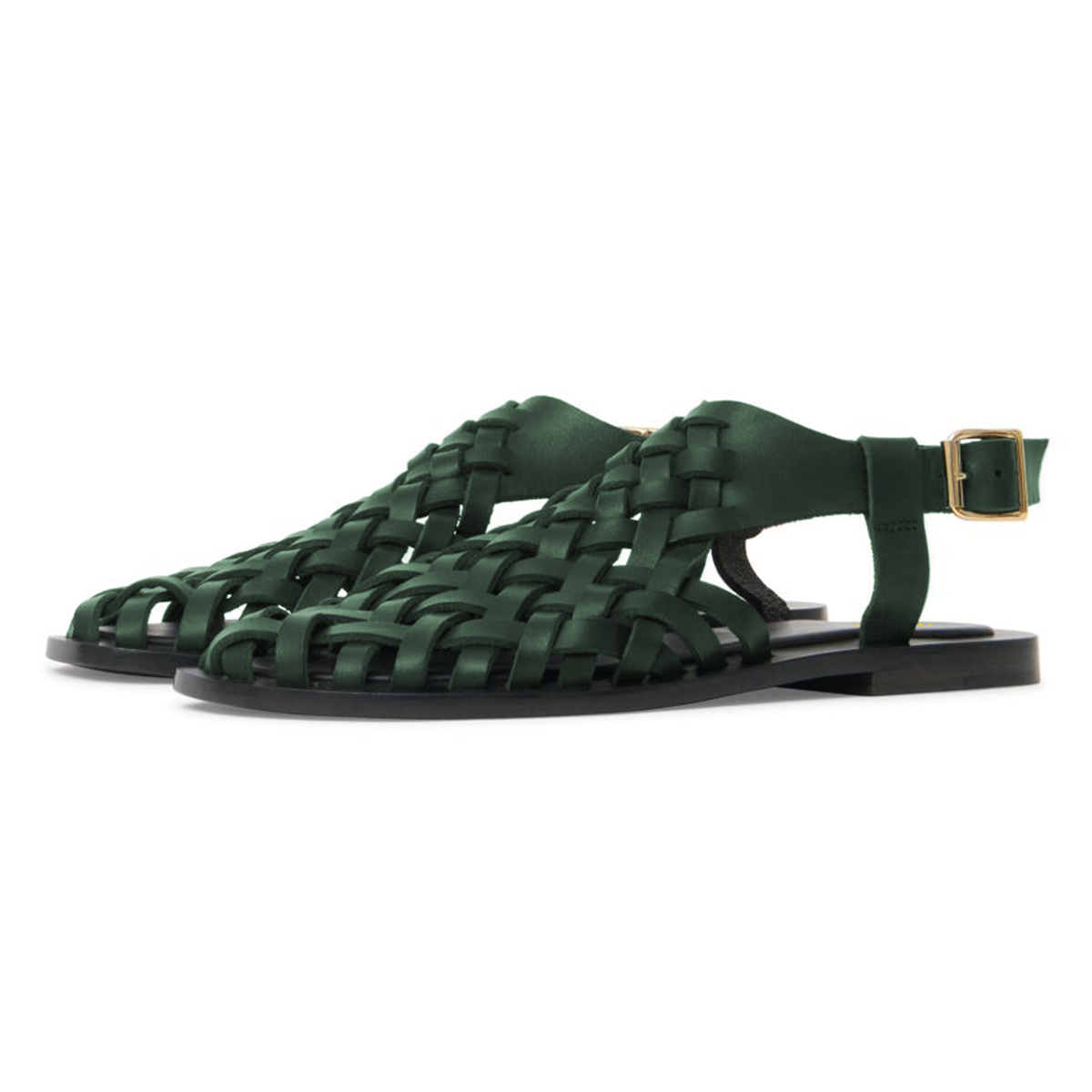 Women's Closed Toe Dark Green Buckle Casual Flat Summer Sandals Nicepairs