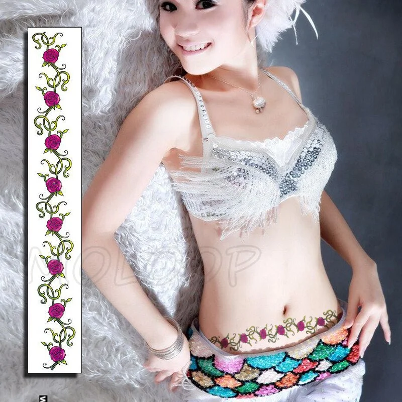 Waist Waterproof Temporary Tattoo Sticker Big Morning Glory Flower Plant Art Fake Tatoo Water Transfer Tatto for Women Girl