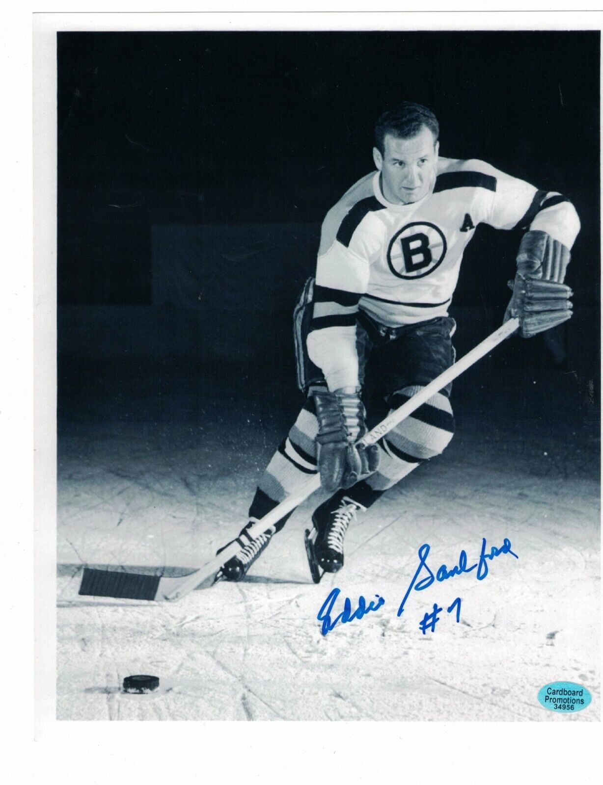 Eddie Sanford Boston Bruins Signed 8 x 10