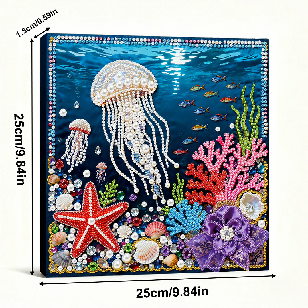 Jellyfish Art Diamond Painting Kit for Adults Home Decor 25x25cm With Frame