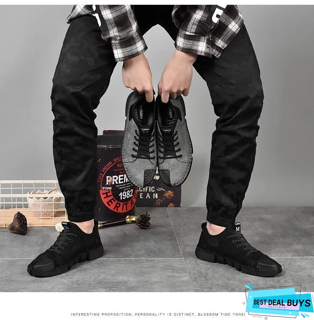 Men Leather Casual Big Size Flats Shoes