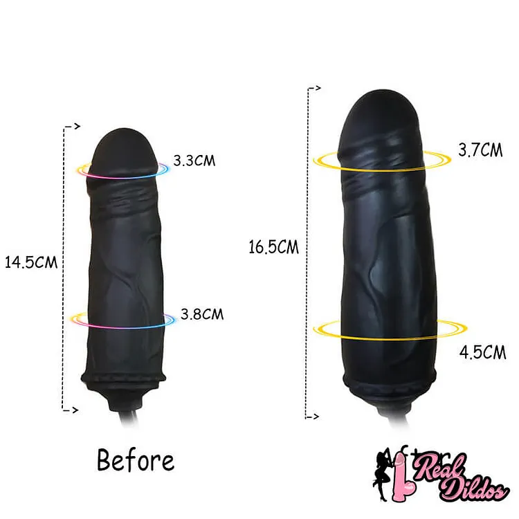 pornhint Pornhint 6.49in Black Silicone Inflatable Dildo Adult Sex Toy Toy