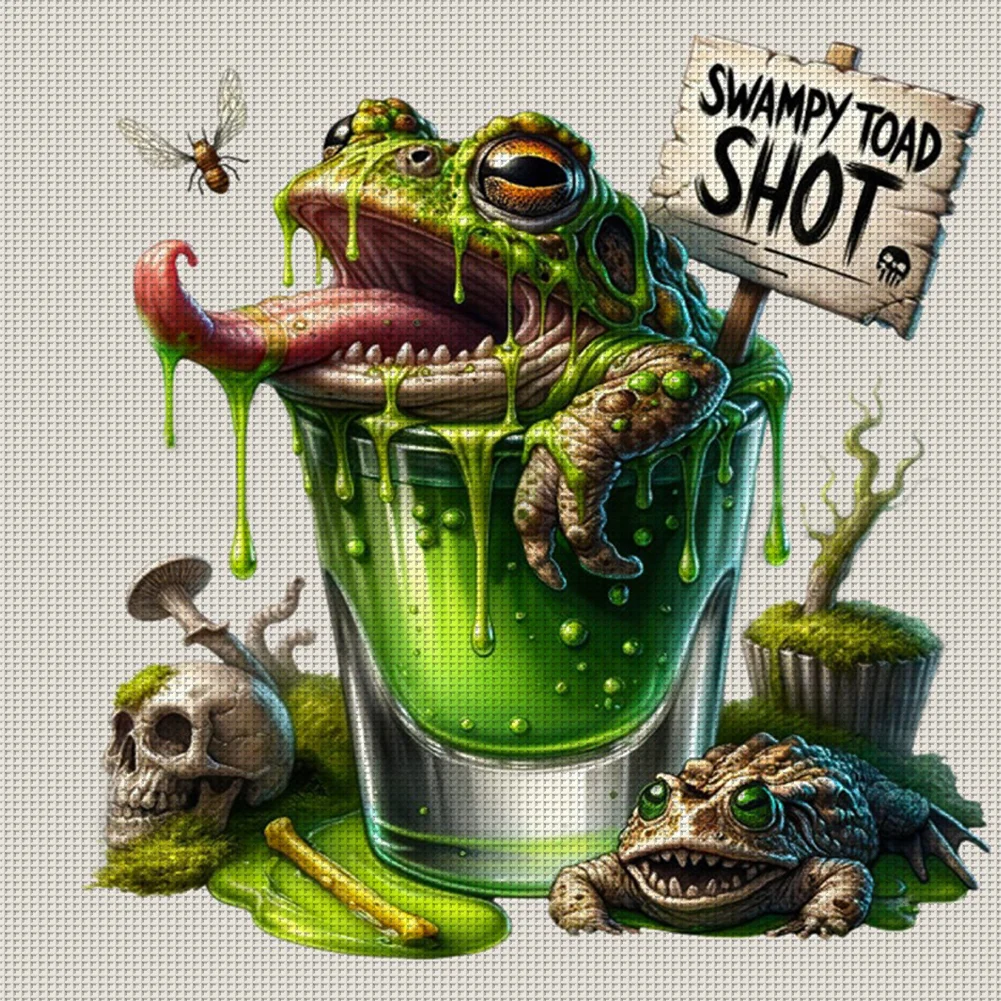 14CT Full Stamped Glass Cross Stitch - Halloween Wine(Canvas|50*50CM)