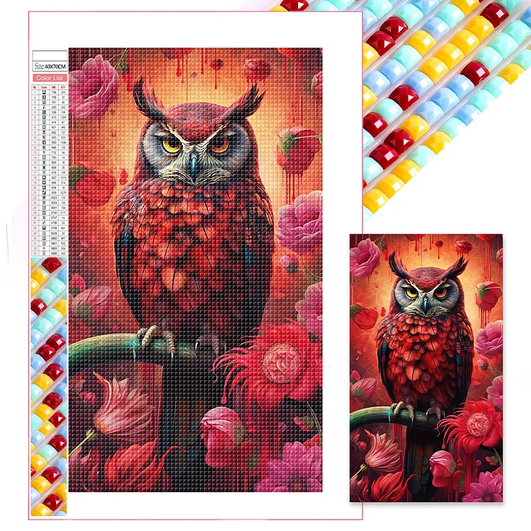 Full Square Diamond Painting - Red Owl 40*70CM