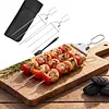 15.75 Inch Reusable Flat Grilling Skewers with Slider Push Bar Stainless Steel Grill Skewers with Storage Bag for Meats Chicken Sausage Veggie Shrimp Vegetables (2 fork Brush)